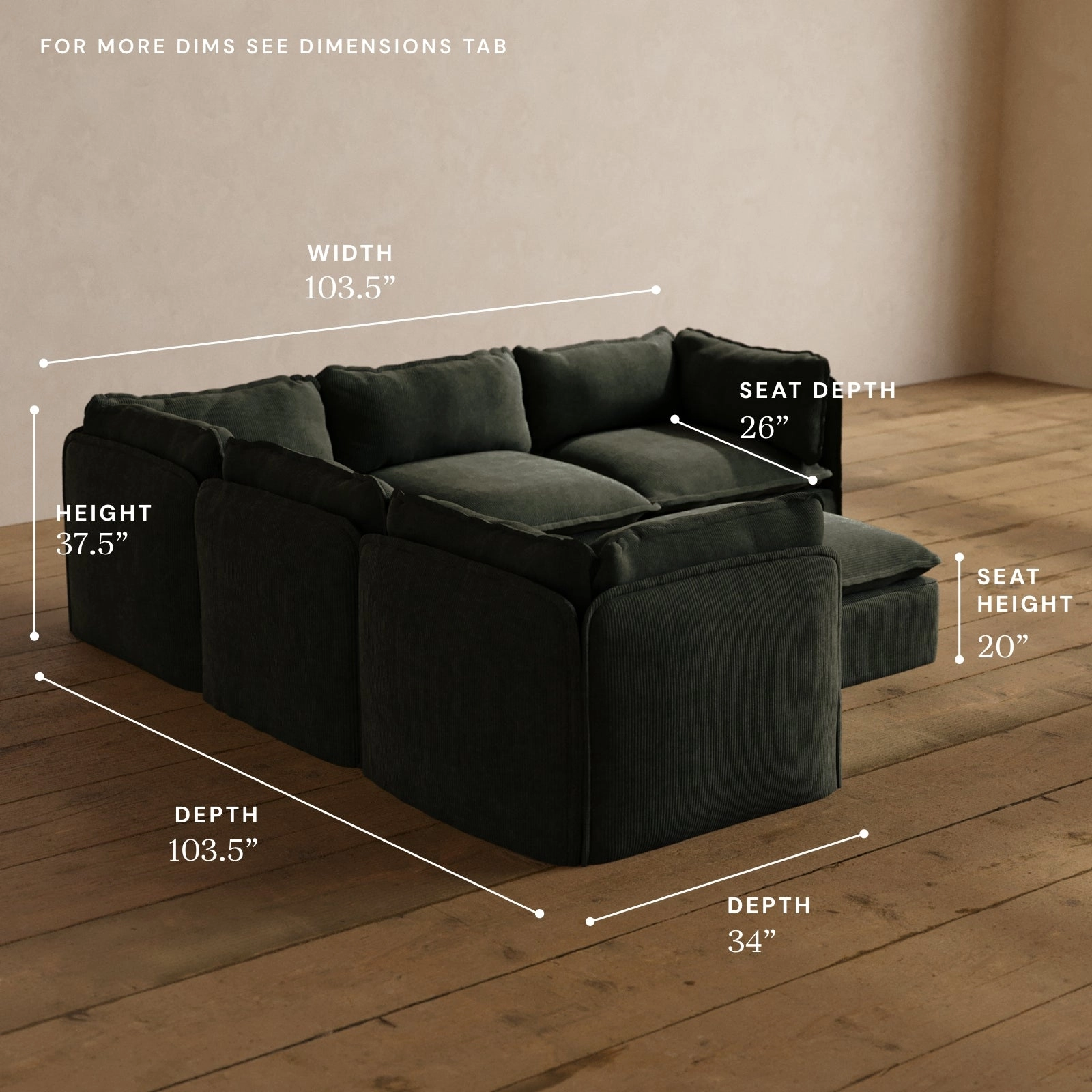 Modular Washable 5-Seater Corner Sectional   Ottoman in Olivine | Memorix  Seat | Contour Pillow