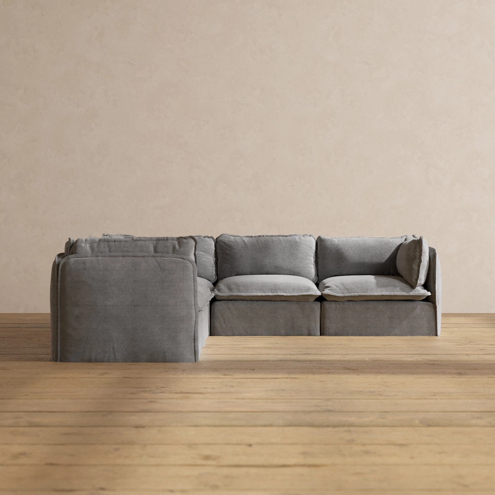 Modular Washable 5-Seater Corner Sectional in Ash | Deluxe  Seat | Cloud Pillow