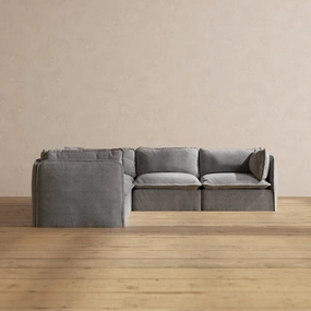 Modular Washable 5-Seater Corner Sectional in Ash | Deluxe  Seat | Cloud Pillow