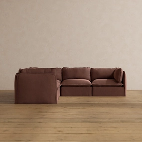 Modular Washable 5-Seater Corner Sectional in Chestnut | Deluxe  Seat | Cloud Pillow