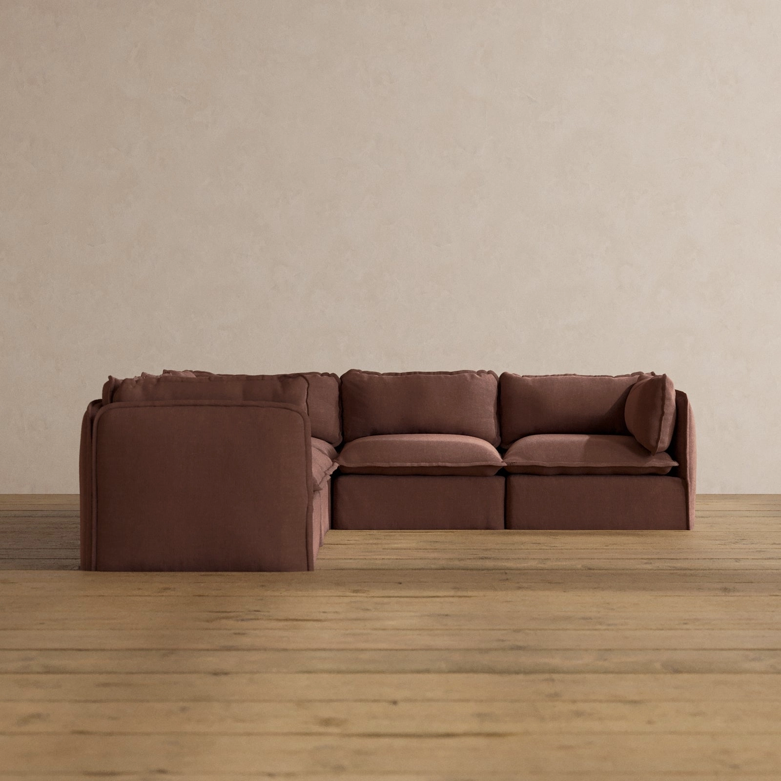 Modular Washable 5-Seater Corner Sectional in Chestnut | Memorix  Seat | Contour Pillow
