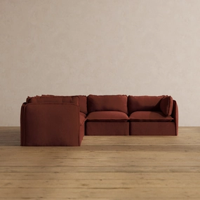 Modular Washable 5-Seater Corner Sectional in Rust | Deluxe  Seat | Cloud Pillow
