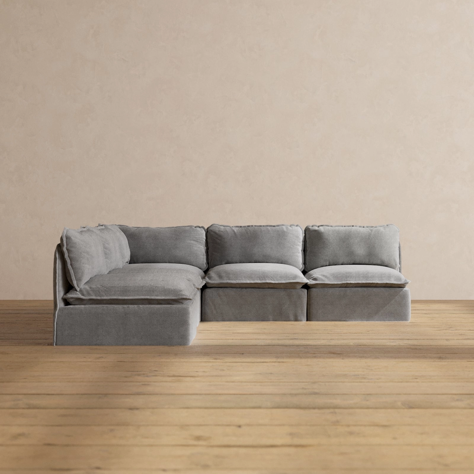 Modular Washable 5-Seater Open-Ends Corner Sectional in Ash | Deluxe  Seat | Cloud Pillow
