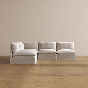 Modular Washable 5-Seater Open-Ends Corner Sectional in Mist | Deluxe  Seat | Cloud Pillow