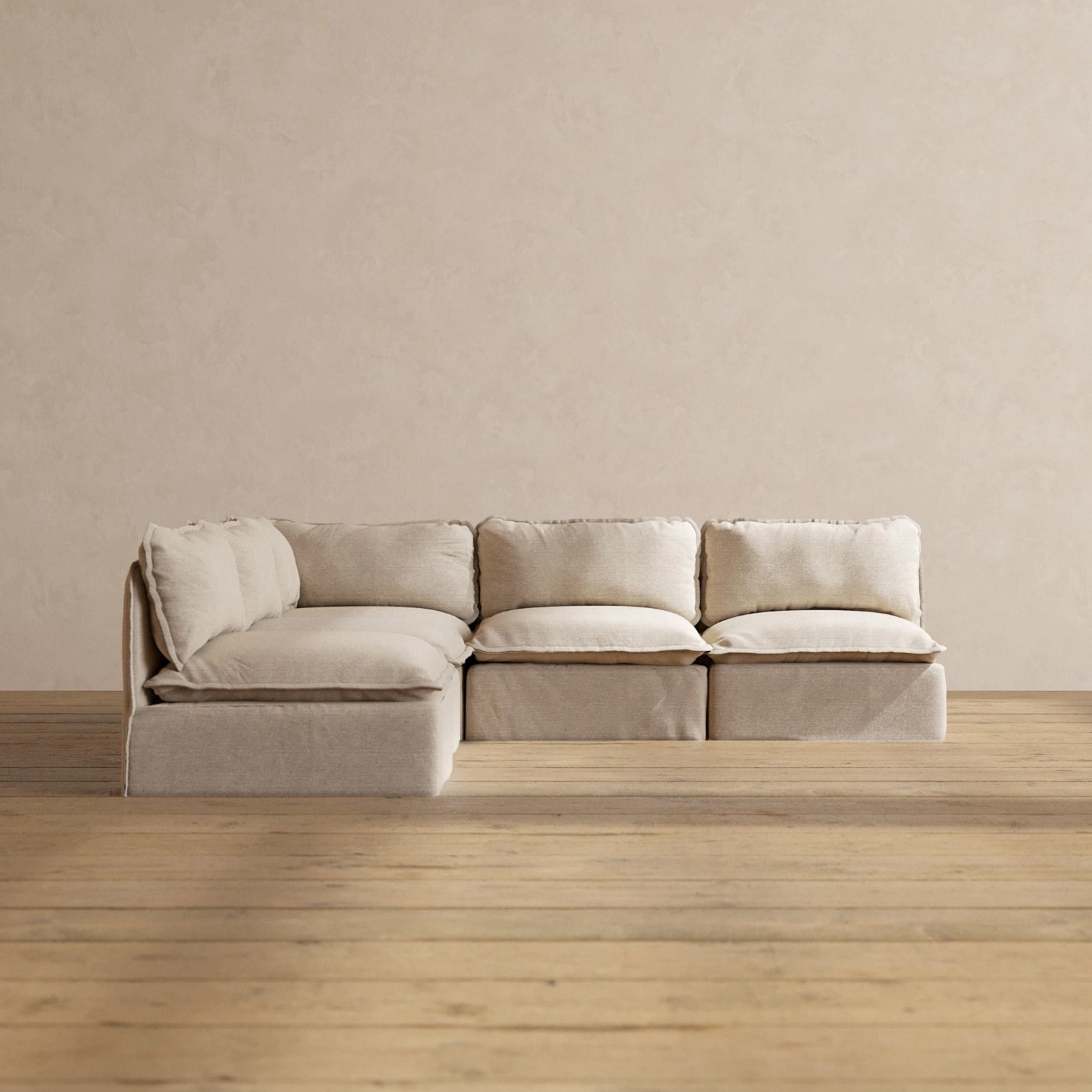 Modular Washable 5-Seater Open-Ends Corner Sectional in Oat | Deluxe  Seat | Cloud Pillow