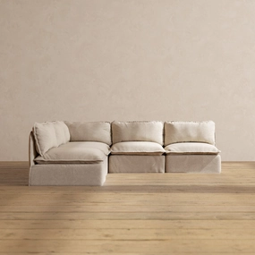 Modular Washable 5-Seater Open-Ends Corner Sectional in Oat | Deluxe  Seat | Cloud Pillow