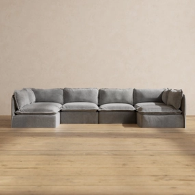 Modular Washable 6-Seater Open-Ends U-Sectional in Ash | Memorix  Seat | Contour Pillow