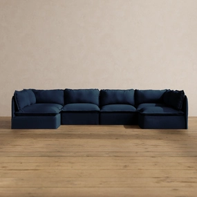 Modular Washable 6-Seater Open-Ends U-Sectional in Sumi | Memorix  Seat | Contour Pillow