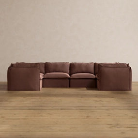Modular Washable 6-Seater U-Sectional in Chestnut | Memorix  Seat | Contour Pillow