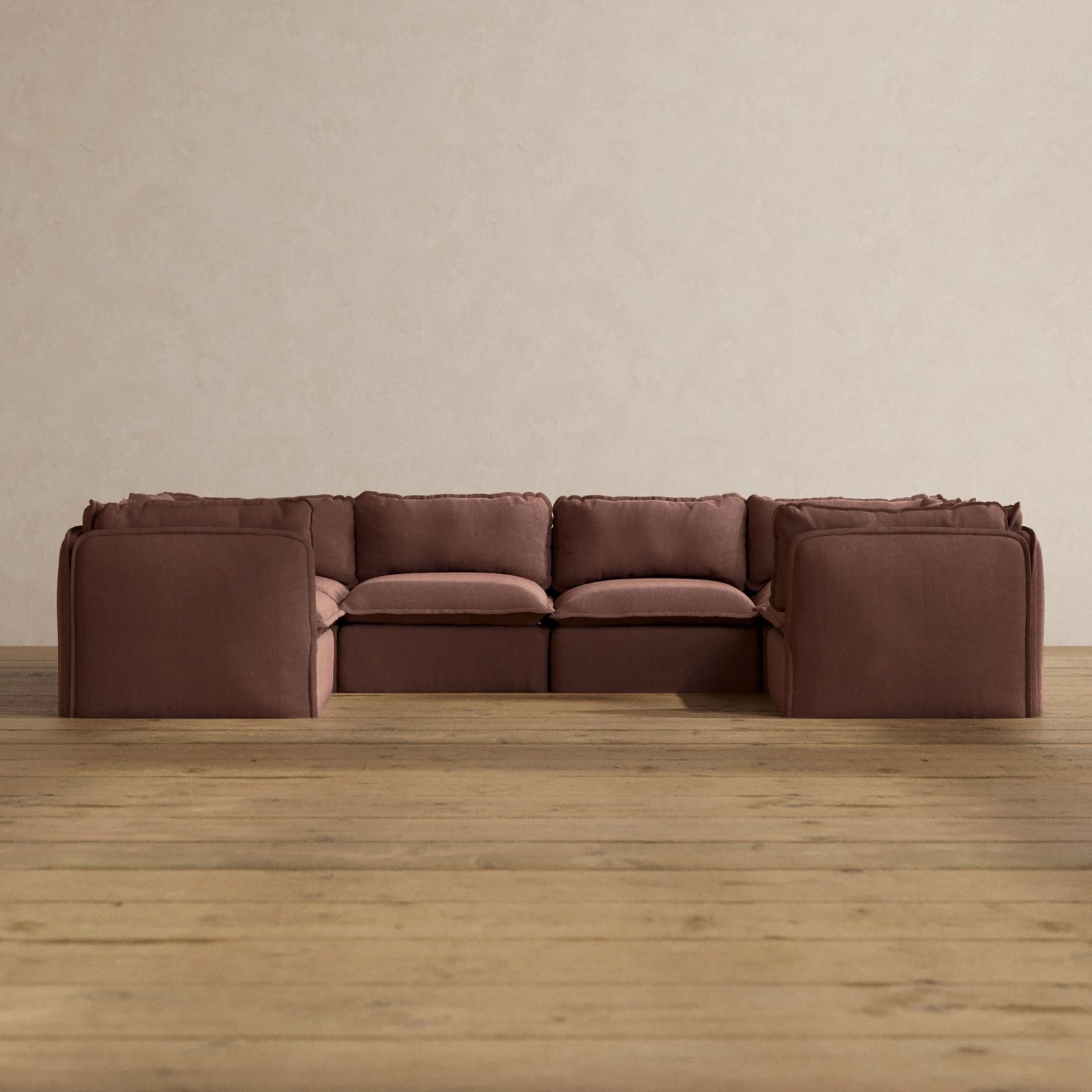 Modular Washable 6-Seater U-Sectional in Chestnut | Memorix  Seat | Contour Pillow