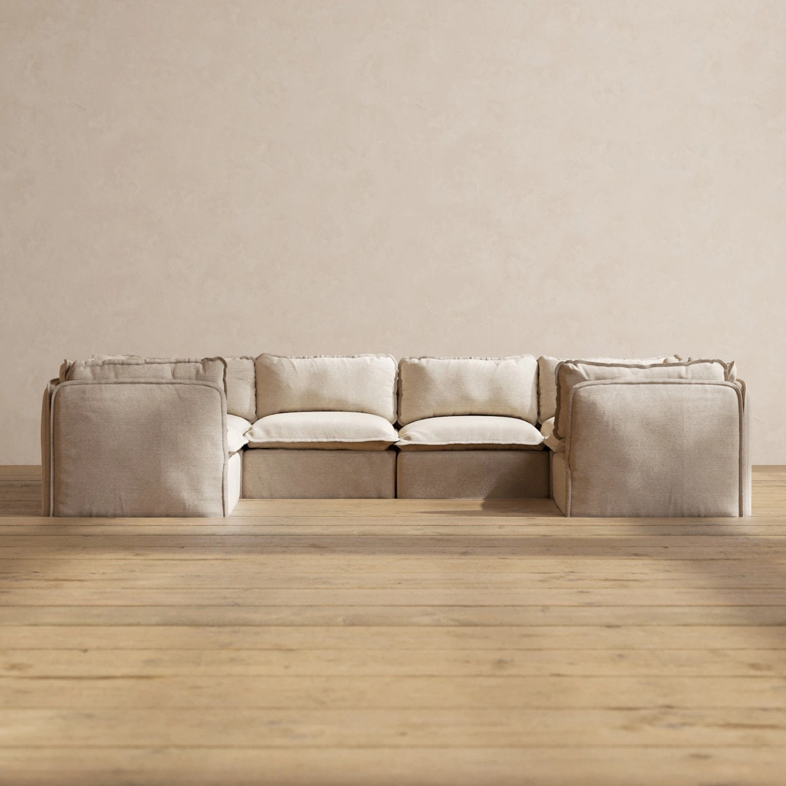 Modular Washable 6-Seater U-Sectional in Oat | Memorix  Seat | Contour Pillow