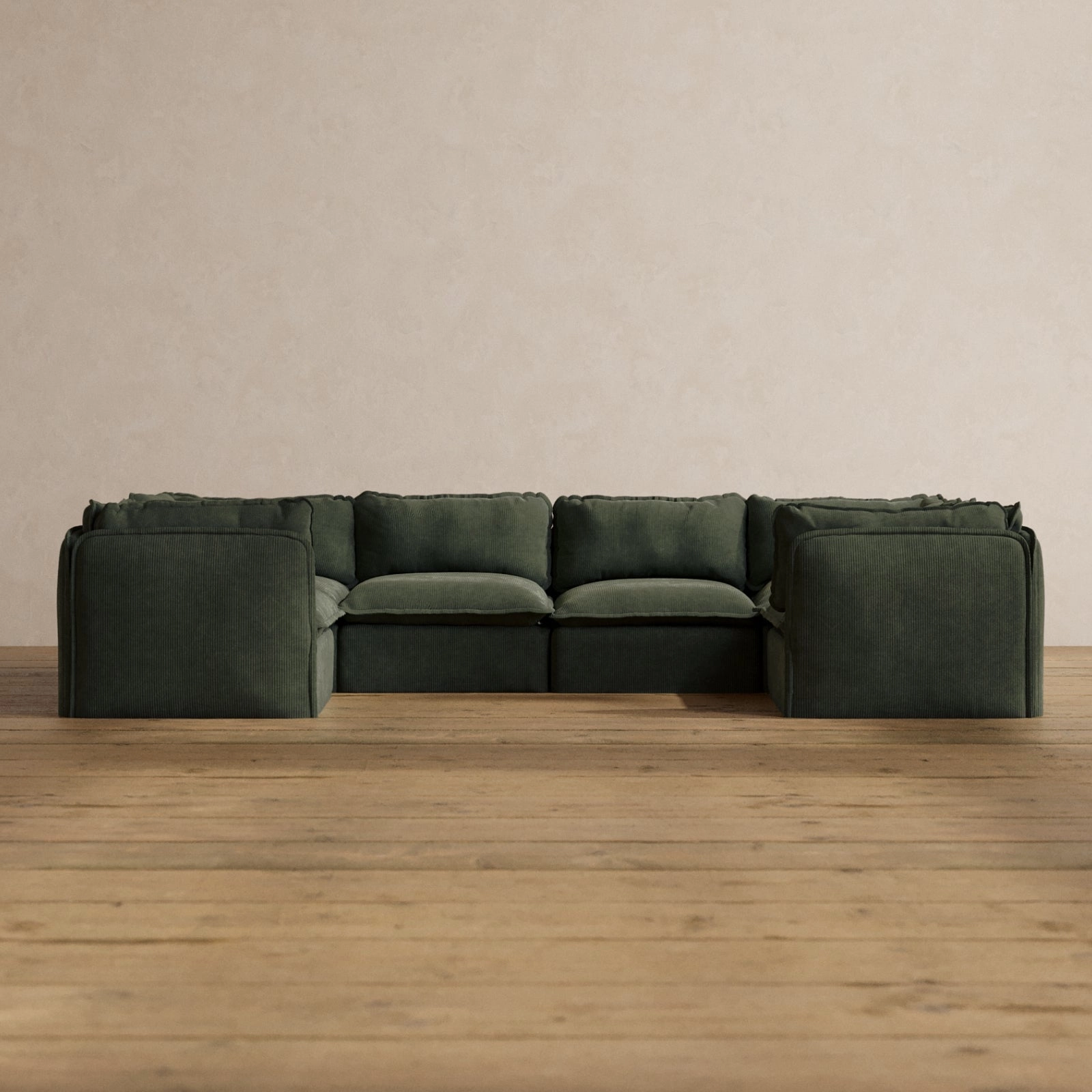 Modular Washable 6-Seater U-Sectional in Olivine | Memorix  Seat | Contour Pillow
