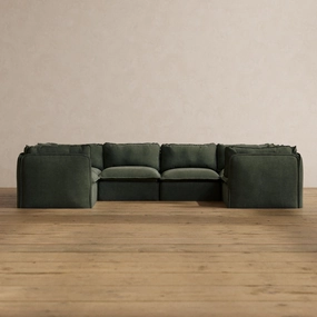 Modular Washable 6-Seater U-Sectional in Olivine | Memorix  Seat | Contour Pillow