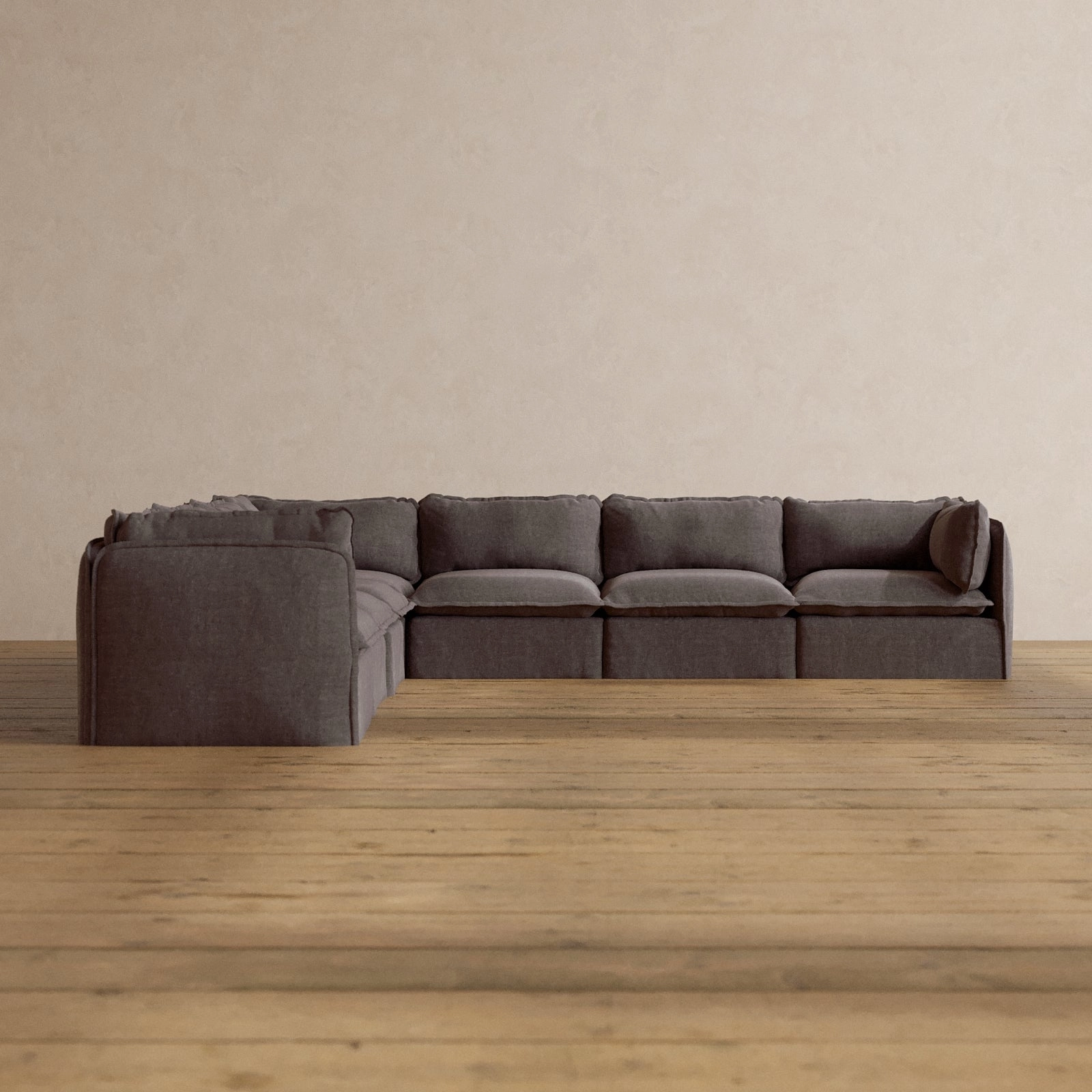 Modular Washable 7-Seater Corner Sectional in Caviar | Deluxe  Seat | Cloud Pillow