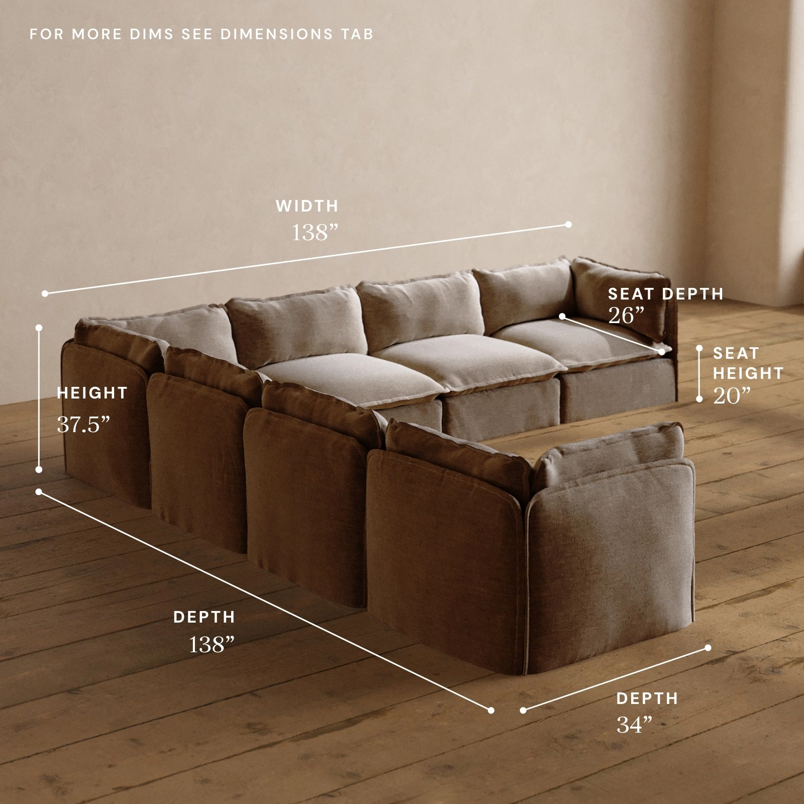 Modular Washable 7-Seater Corner Sectional in Mist | Memorix  Seat | Contour Pillow
