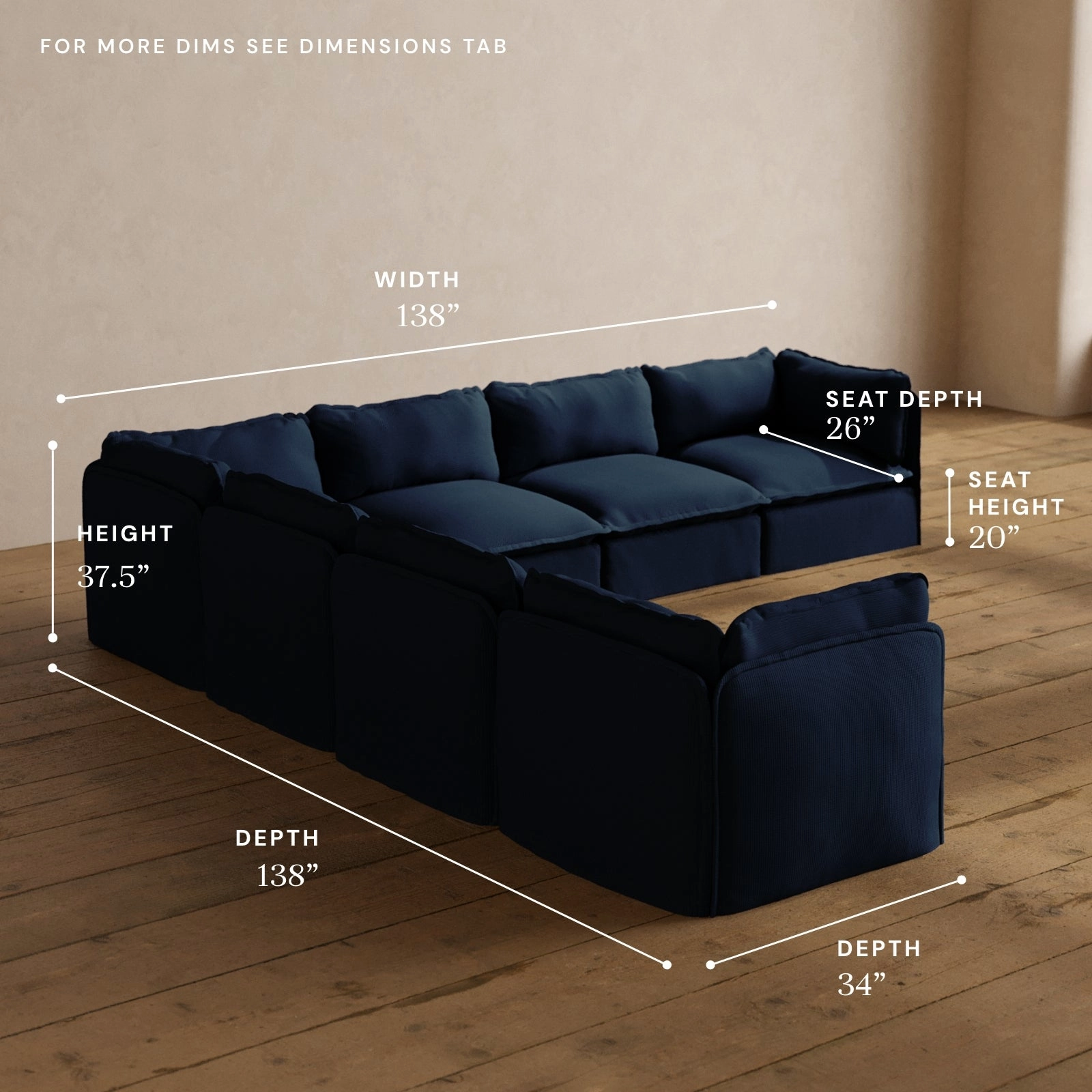 Modular Washable 7-Seater Corner Sectional in Sumi | Memorix  Seat | Contour Pillow