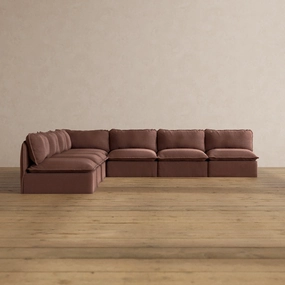 Modular Washable 7-Seater Open-Ends Corner Sectional in Chestnut | Memorix  Seat | Contour Pillow