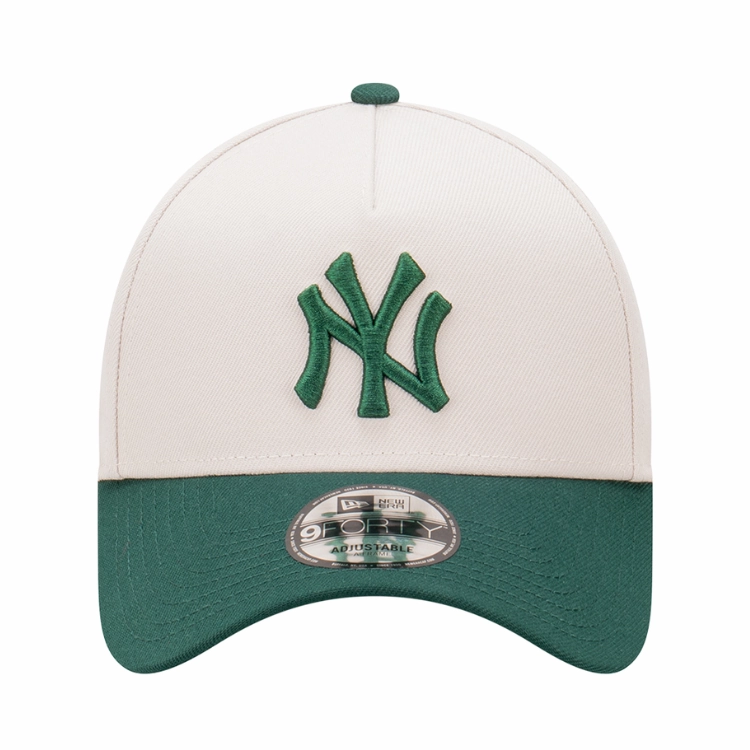New Era New York Yankees 9FORTY A Frame Cap - Stone/Dark Green