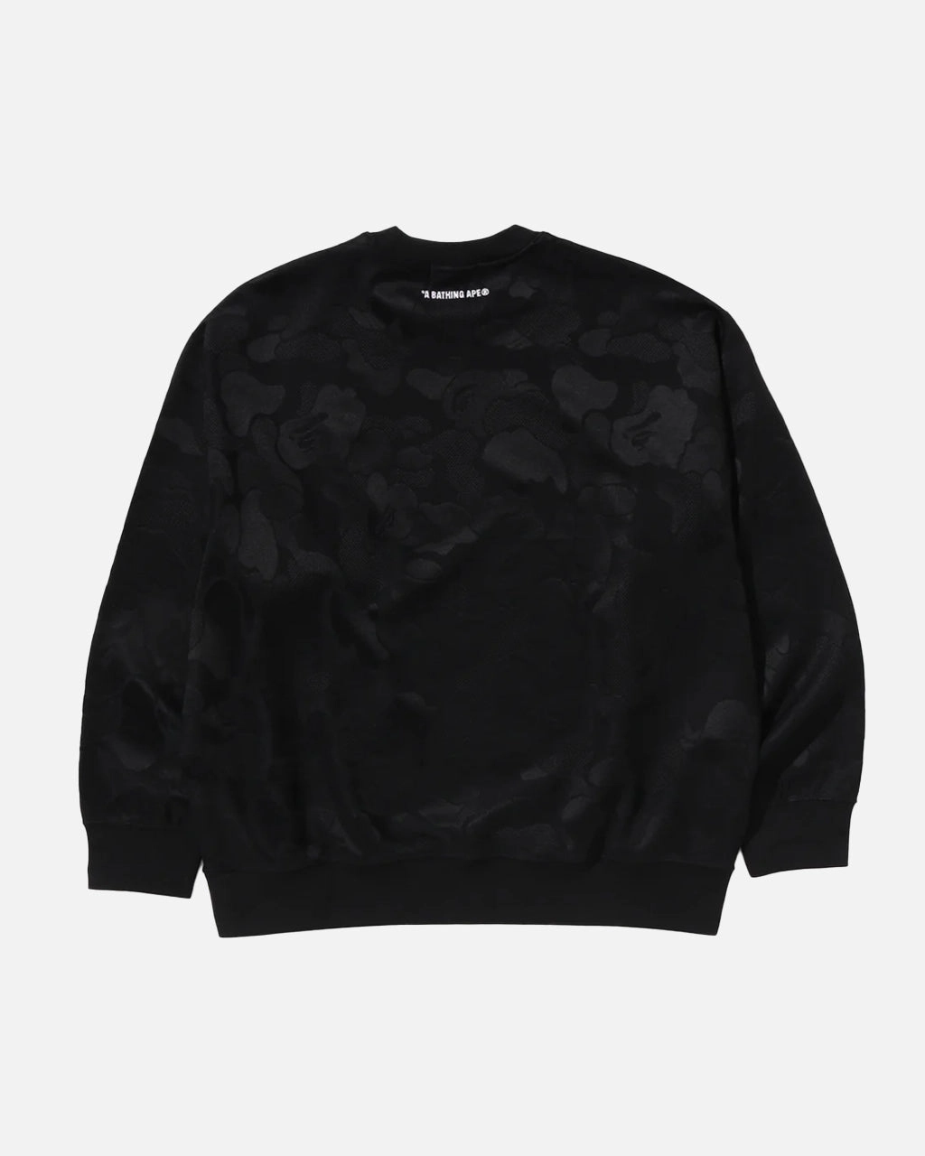 Solid Camo Jacquard One Point Relax Fit Crewneck Sweatshirt Black