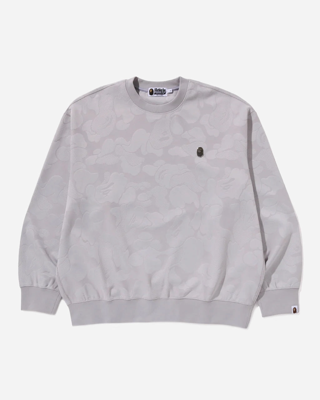Solid Camo Jacquard One Point Relax Fit Crewneck Sweatshirt Gray