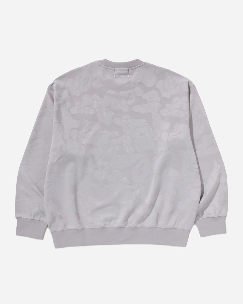 Solid Camo Jacquard One Point Relax Fit Crewneck Sweatshirt Gray