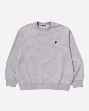 Solid Camo Jacquard One Point Relax Fit Crewneck Sweatshirt Gray