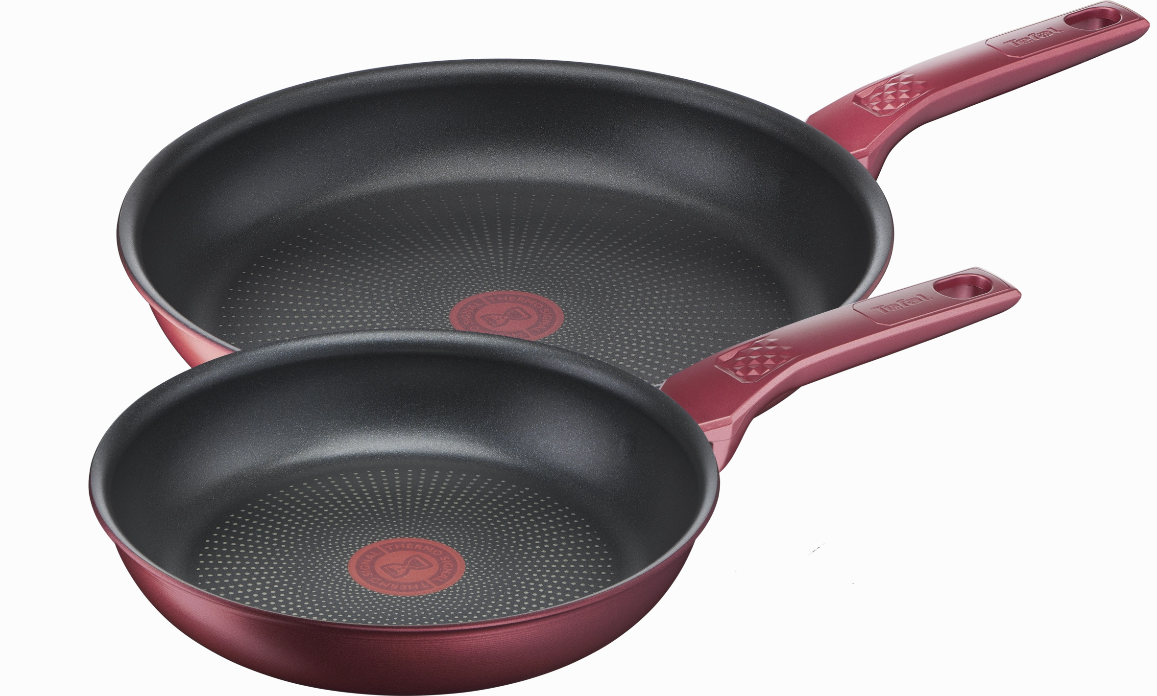 Tefal Daily Chef Red Non-Stick Induction Twin Pack Frypan Set 22/28cm