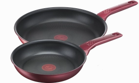 Tefal Daily Chef Red Non-Stick Induction Twin Pack Frypan Set 22/28cm